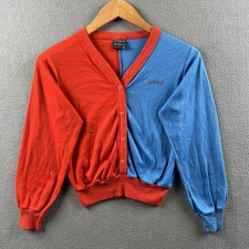 Vintage Givenchy Sweater Kids Medium Cardigan Red Blue Colorblock For Tantrums