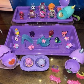 Hatchimals CollEGGtibles Purple Playset Carry Case Lot with Figures