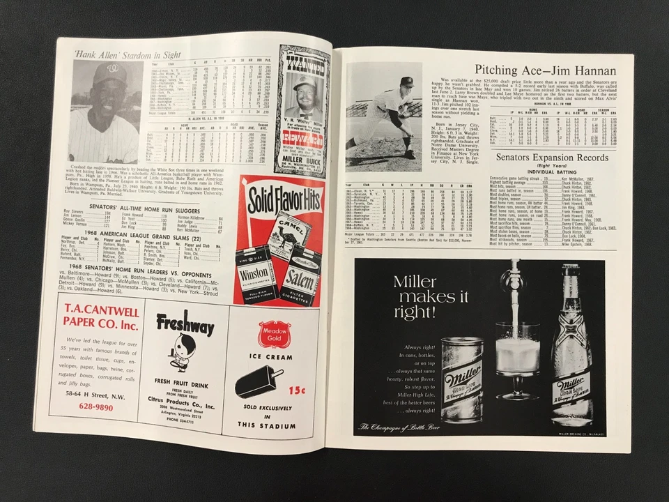 1969 Washington Senators Baseball Program Scorecard MLB AL w/Ted Williams VTG! - Image 2 of 3