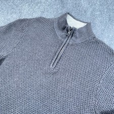 Nautica Sweater Mens L Gray Knit Mock Neck 1/4 Zip Long Sleeve Pullover Stretch