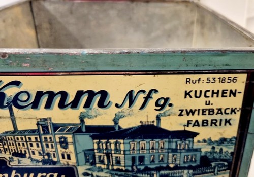 Antique German Metal Tin – Lokstedt bei Hamburg "Kemm’sche Kuchen" by J.G. Kemm - Picture 13 of 16