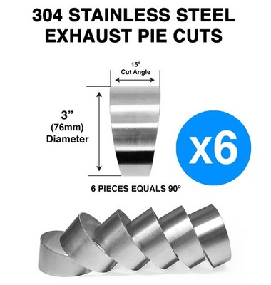 3 Zoll 76 mm Pie Cut 90 Grad 304 Edelstahl Auspuffbogen Bogen