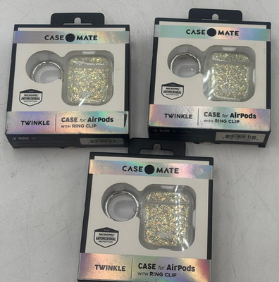 Lot of 3 Case-Mate Apple AirPods Case with ring clip for Gen 1 & 2 - Twinkle Air