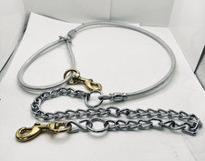 WHITE 5-ft Cable  Chain SS Dog Leash Lead Heavy Duty Waterproof Brass Snaps