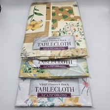 Home Trends Vintage Vinyl Tablecloth Lot Of 3 52"x70" NOS Floral