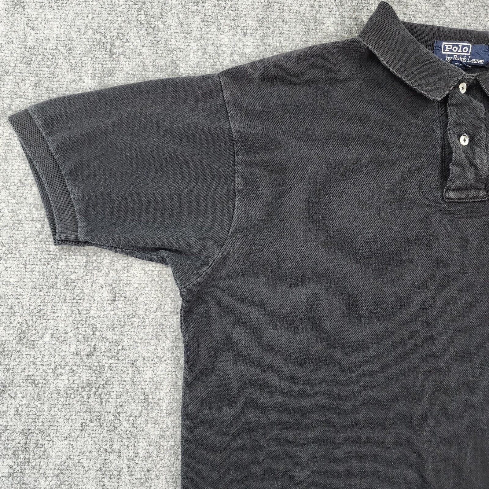 Vintage Polo Ralph Lauren Shirt Mens XL Black Short Sleeve Polo Purple Pony USA thumbnail 7