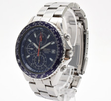 [N MINT] SEIKO Flightmaster 7T92-0CF0 Pilot Blue Quartz 40mm Men's Watch JAPAN