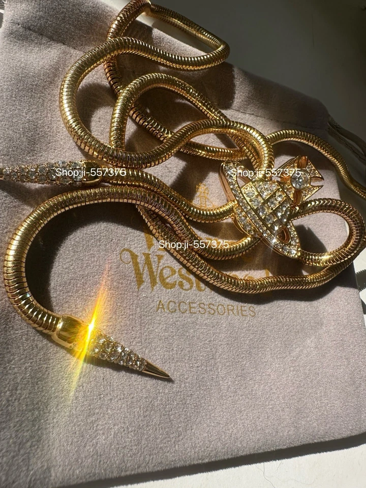 Vivienne Westwood Bolo tie Large Orbit Pendent Necklace Long Chain Gold - Image 3 of 4