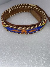 Vintage HANDCRAFTED Native American BEADED belt 28  Western Top Grain Leather