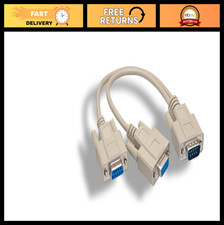 DB9 Male to 2X Female Y Splitter Cable 1FT 9 Pin Serial RS-232 Extension Cord