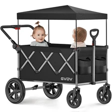 Wagon Stroller for Kids, 2-Seater Collapsible Stroller Wagon for Toddlers with 5