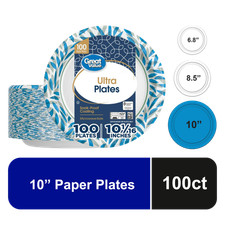 Soak-Proof 10 Inch Disposable Paper Plates Bulk 100 Pack