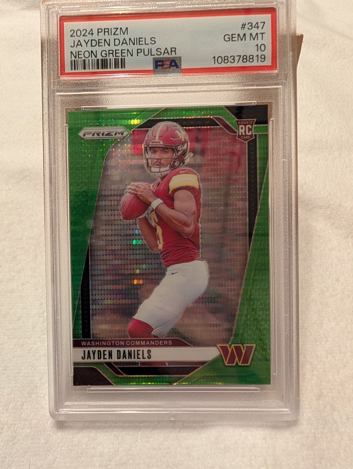 Jayden Daniels Panini Prizm #347 Neon Green Pulsar