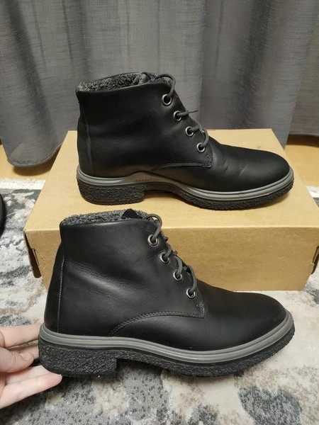 Women Ecco Boots Black Leather 38 #3SI3