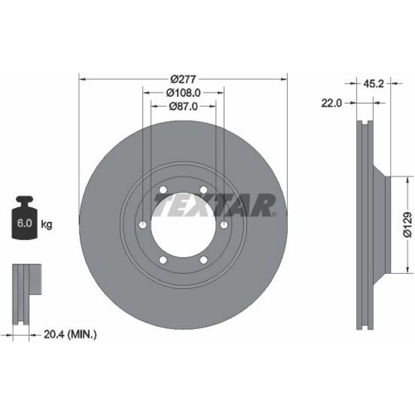 2X Textar 92149400 Bremsscheibe FüR Mitsubishi Hyundai Galloper JK 01-image