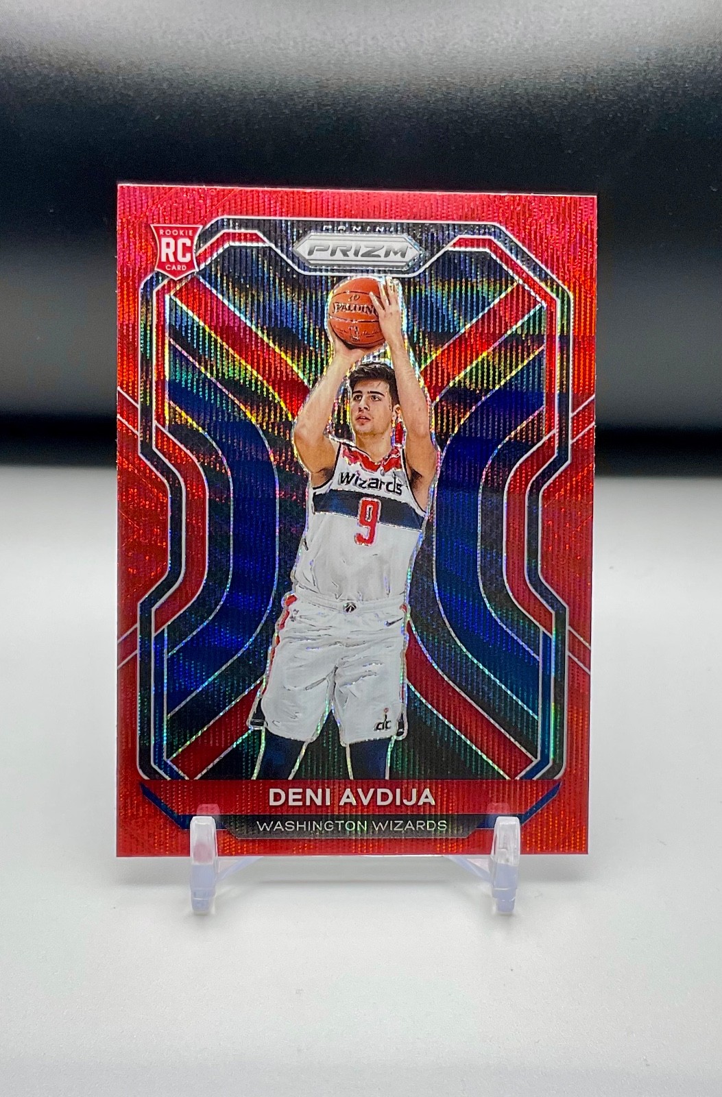 2020-21 PRIZM DENI AVDIJA RED WAVE #290 RC WASHINGTON WIZARDS