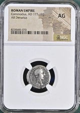 Emperor Commodus Silver Denarius NGC Graded Genuine Ancient Roman Coin 177-192AD