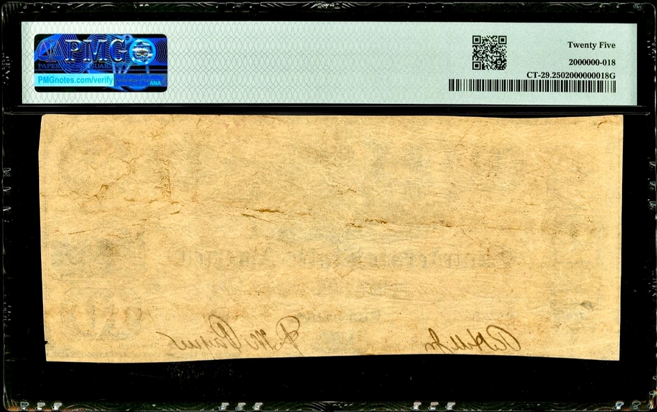 Sept 1861 Confederate States of America $10 Banknote Counterfeit CT-29 PMG VF25 - Image 2 of 2