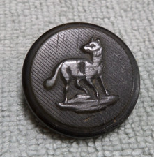 Antique Pressed Horn Carved Picture Button WOLF or DOG