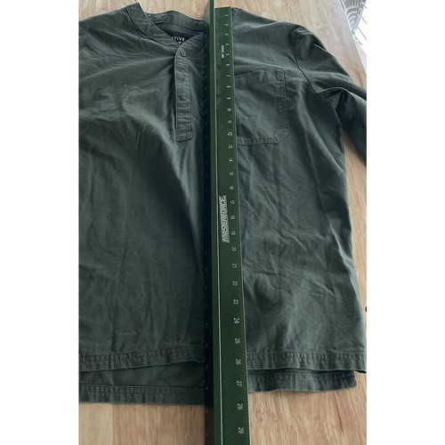 Native Youth Shirt Band Collar Henley Pullover Long Sleeve Ripstop Olive Small - Picture 5 of 7