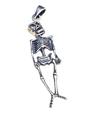 Sterling Silver Skeleton Pendant Gothic Halloween Charm Jewelry