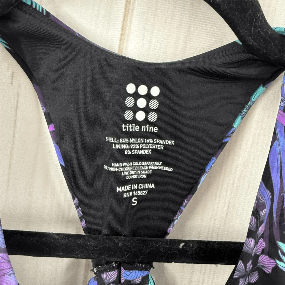 Title Nine Mujer Pequeño Púrpura Negro Azul Floral Una Pieza Piscina Ocean Beac Foto 2 de 4