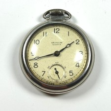 Vintage Westclox Scotty Pocket Watch 2" Silver Tone Subdial Seconds For Repair