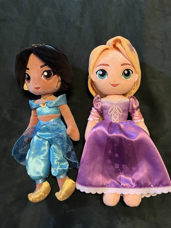 Disney Store Official Princess Plush Doll Rapunzel Jasmine Aladdin 14 Inches Lot