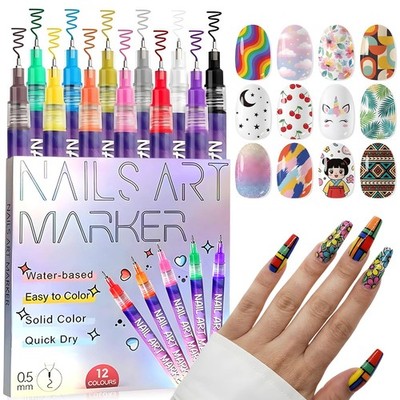 Nagellack Stifte Set 12 Farben 0,5 mm für kreative Nail Art Designs