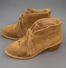 UGG Women's Corin Ankle Boots Tan Suede Soft Heeled Fringed Booties 6.5