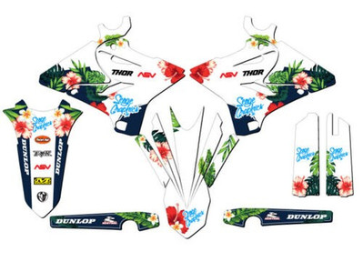 2002-2004 Für Polisport Restyle YZ 125 Tropic Weiß Senge Grafiken Set