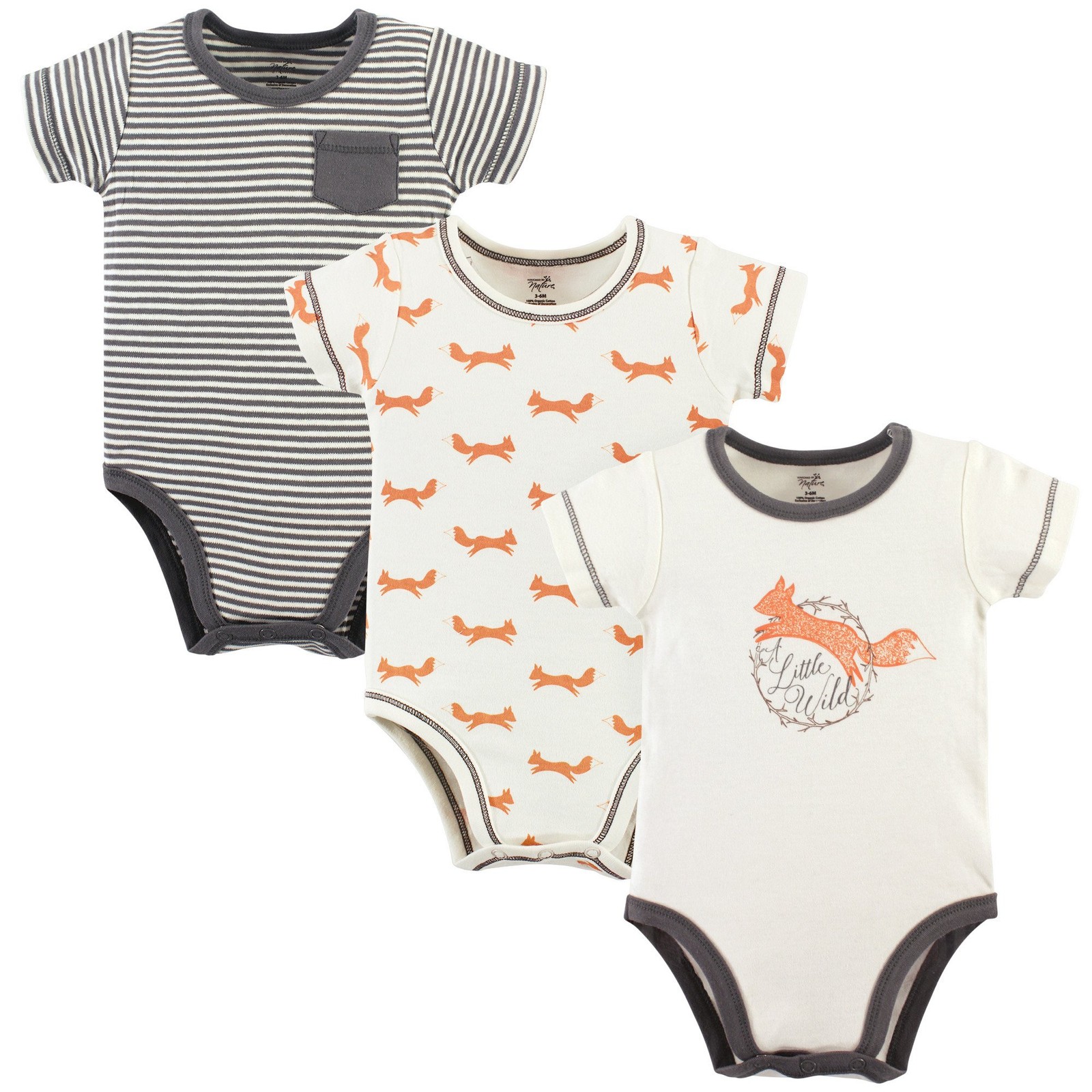 Touched by Nature baby boys Organic Cotton Bodysuits 9-12 Mo