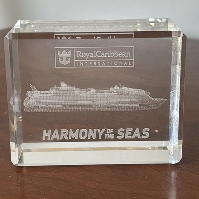 Royal Caribbean HARMONY OF THE SEAS Crystal / Glass Block 3D Etched Paper Weight