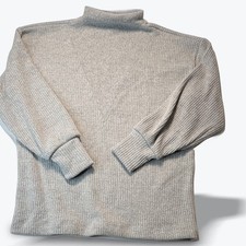 LOFT Petites Sweater Mock Neck Balloon Sleeve Gray Ribbed Small Petite