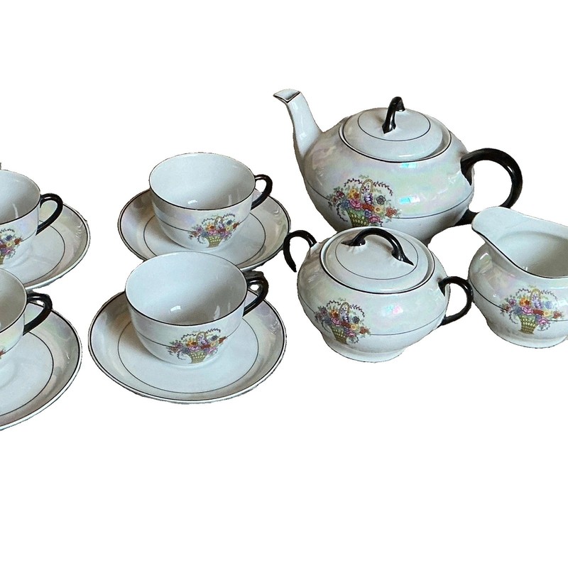 Vintage Z.S. & Co Bavarian Iridescent Porcelain Tea Set