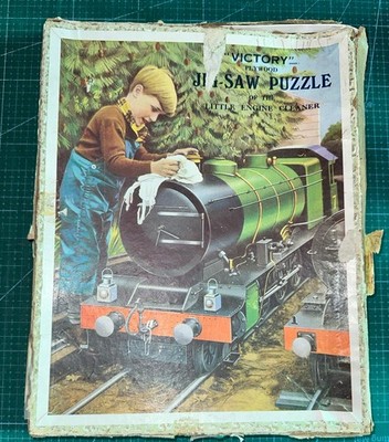 Vintage Victory Holzpuzzle ''Der kleine Lokreiniger'' - 50er Jahre Dampfeisenbahn