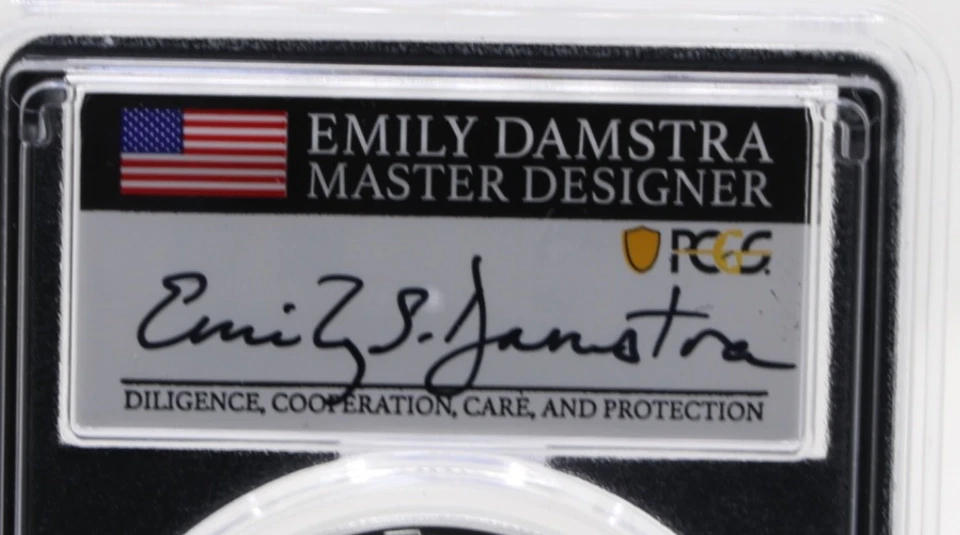 PCGS American Silver Eagle West Point Como Nuevo FIRMADO EMILY DAMSTRA PR70DCAM 2022 W Foto 4 de 4