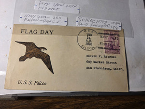 navy covery,Schechter hand painted cover,1936,uss falcon,2-c