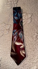 VTG NINA RICCI Paris 100% Silk LEAVES Necktie 60"