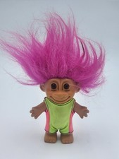 Vintage Russ Troll In 80s Neon Swim Suit Workout Clothes Leotard Pink Hair