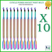 Multi color Cuticle Pusher Removal Beauty Gouge Hockey Style Cuticle Tools X10