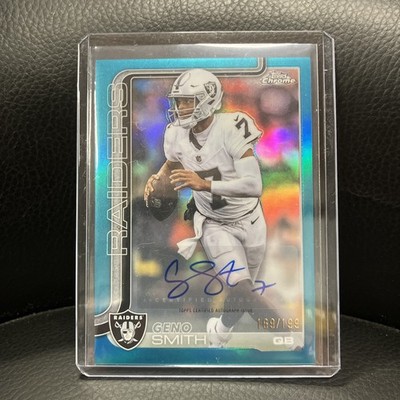 Topps Chrome 2025 Geno Smith Blue Auto Serial Numbered /199 Las Vegas Raiders