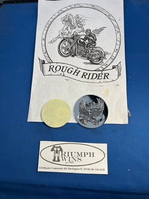 ''Live to Ride'' Stick on Chrome Medallion 2 1/2'' Dia Vintage Custom Chrome Part
