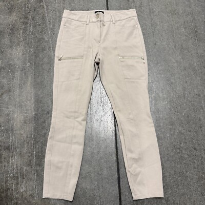 Womens The Ankle Pants 0S Beige Stretch Cropped Flat Front Low Rise Skinny Leg