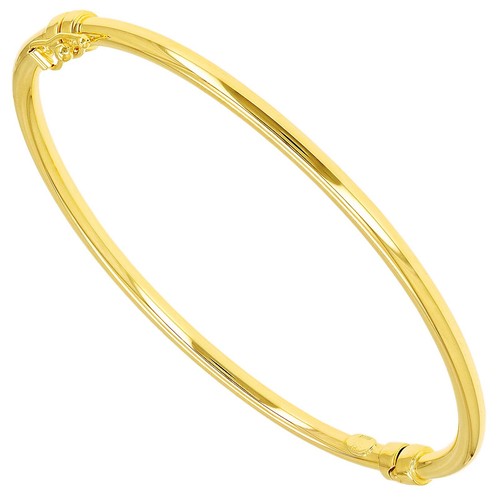 Bracciale Braccialetto Italiano Oro Giallo 14k Cavo Pianura Tubo Ovale 7" 3mm 4 grammi - Foto 2 di 5