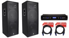 (2) JBL JRX225 Dual 15" 4000 Watt DJ/PA Speakers Monitors+Crown Amplifier+Cables