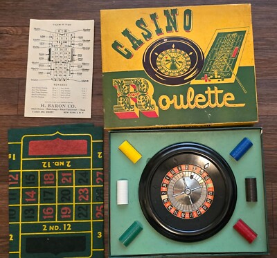 Vintage Casino Roulette Set- No.126 H.Baron Company with Instructions ...