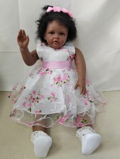 28inch Huge Toddler Reborn Dolls Dark Skin Girl African Rooted Hair Toddler GIFT