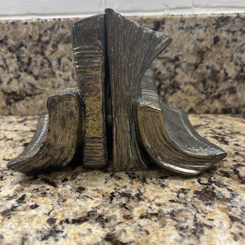 Vintage Hand Cast (?) Brass Book Stack Bookends