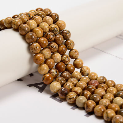 Picture Jasper Smooth Round Beads 4mm 6mm 8mm 10mm 12mm 14mm 18mm 15.5'' Strand